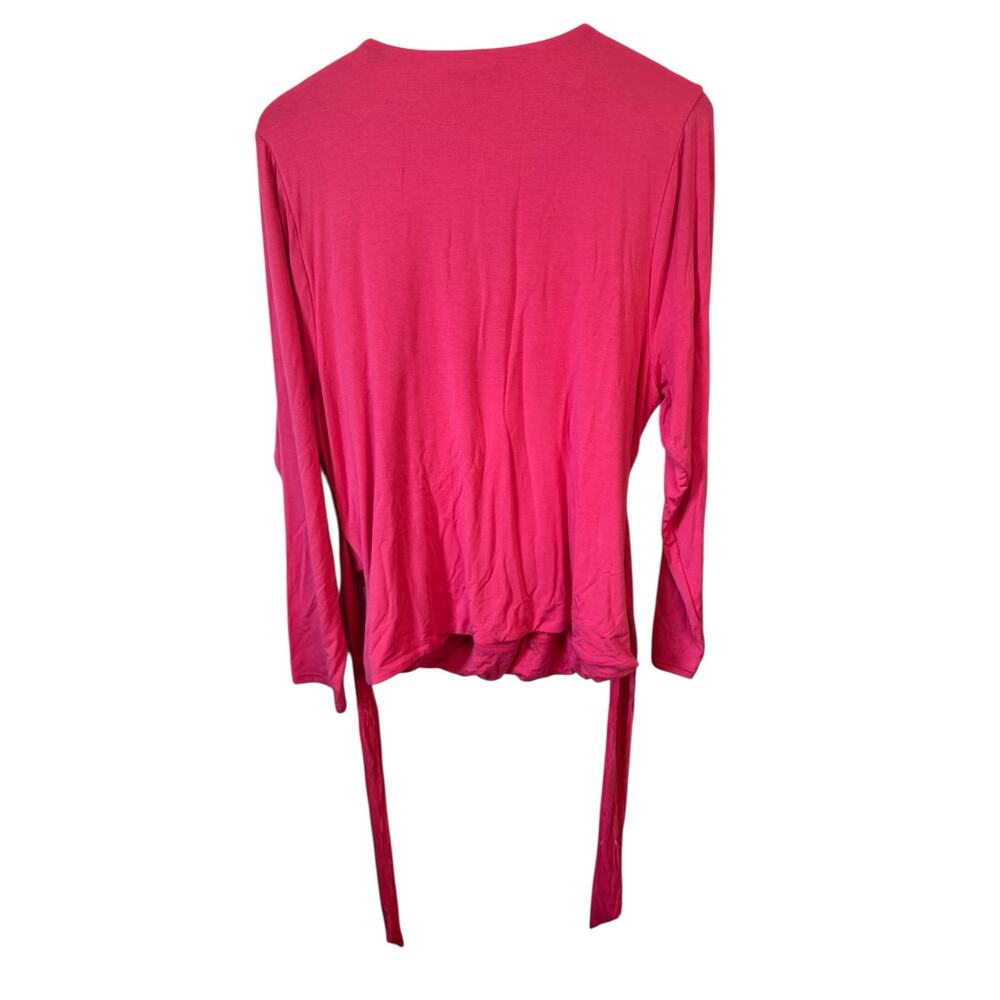J. CREW NWT FormKnit Pink Long Sleeve Wrap Top w/ Velvet Tie Belt Sz 2X Holidays - Picture 10 of 14